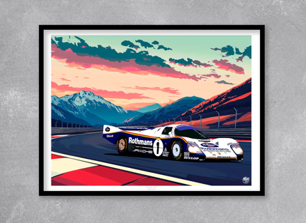 Porsche 962C Le Mans 1986 poster in Black frame