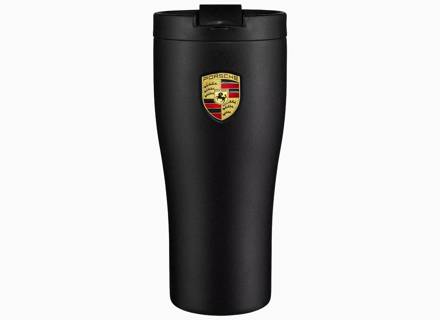 Thermal Travel Mug - Matt Black / Porsche Crest