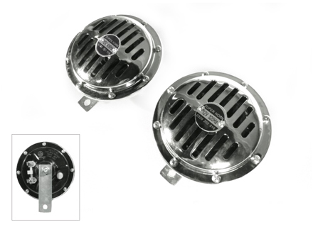 Ensemble de klaxon, 12 volts en chrome Porsche 356 / 911 / 912 Lot de 2 - 9001000, 64463511111, 64463511200, 64463511300, 64463511400 Ensemble de klaxon, 12 volts en chrome Porsche 356 / 911 / 912 Lot de 2 - 9001000, 64463511111, 64463511200, 64463511300, 64463511400