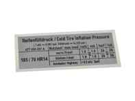 Sticker Tyre Pressure. Porsche 924 / 924S - 477000257A - PAKR4