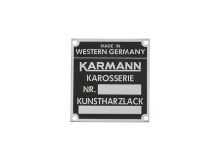 Chassis Number and Paint Code Badge. KARMANN. Porsche 911 65-69 / 914 - 90270111100