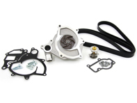 Water pump kit with belt and thermostat. Porsche Boxster 986 / 996 (non Turbo) - 99610601155, 996.106.11.55, 99610601156, 99610601157, 99610215165, 99610632650, 99610601360, 99610601151, 99610601153, 99610601154, 99610601361 Water pump kit with belt and thermostat. Porsche Boxster 986 / 996 (non Turbo) - 99610601155, 996.106.11.55, 99610601156, 99610601157, 99610215165, 99610632650, 99610601360, 99610601151, 99610601153, 99610601154, 99610601361