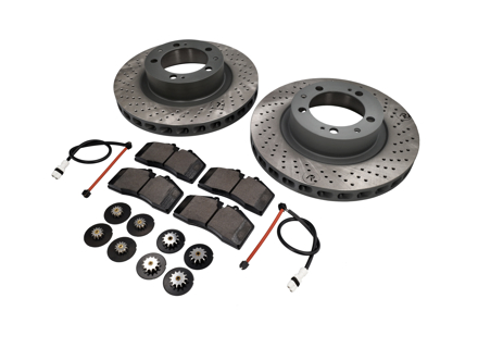 FRONT Brake Pads and Brake Disc Package. Porsche 965 Turbo - 96535104300, 96535104400, 99335193905, 96535104300SEB, 96535104400SEB, 99335193905BRE, 96461236302, 96535109600, 96435109601, 90026904701