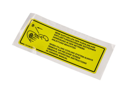 Adesivo per la ricarica del sistema di raffreddamento. Porsche 924 / 924S / 944 - 94400612100 - PAK4E2