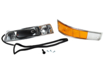 Front indicator housing, Metal Inc Lens & gasket. Porsche 911 68-73 - PCG63193520, PCG63193620, 90163140103, 90163140203 - 1695401870, 1695401880