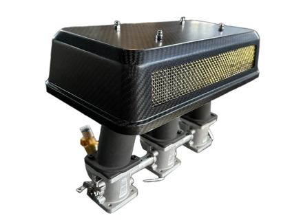 Coperchi filtro aria in fibra di carbonio con maglia in ottone, coppia. Porsche 911 Carbs/Weber/ITB