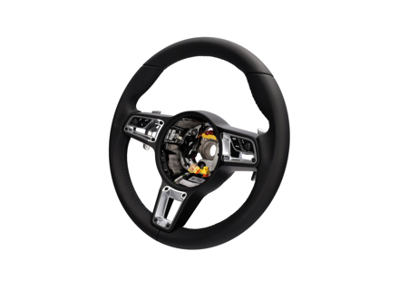 GT Sport Multi-Function Steering Wheel In Black Leather. Porsche 991.2 / 718 - 99104440030, 99104440031, 99104440032, 99104440033, 99104440030A34, 991044400