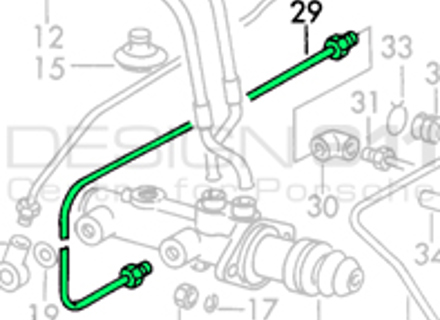 Brake Master Cylinder to Rear Caliper Brake Line. Porsche 911 68-73 LHD - 90135561200, 90135561201, 90135561202 Brake Master Cylinder to Rear Caliper Brake Line. Porsche 911 68-73 LHD - 90135561200, 90135561201, 90135561202