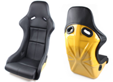 Seats in racing style, Black leather with yellow seat shell. Porsche 964 / 993 - SET11.1.101G, SET111101G