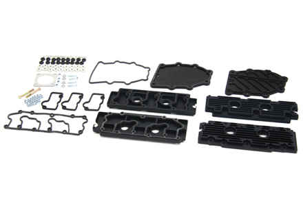 Camshaft and chain housing cover set in black aluminium. Porsche 964 - 96410510701, 96410510801, 96410511601, 96410511602, 96410511603, 96410511604, 96410511605, 96410511606, 96410590200, 96410511503