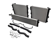 Waterkoelvloeistofradiator en leidingenset voor de voorradiatoren. Porsche 996 C2/C4 automaat/Tiptronic. - 99610662255, 99610662654, 99610613753, 99610613853, 9961066558, 99610666656, 99610613151, 99610613150, 99610613251, 99610603750, 99610603751, 99610603752, 99610603753