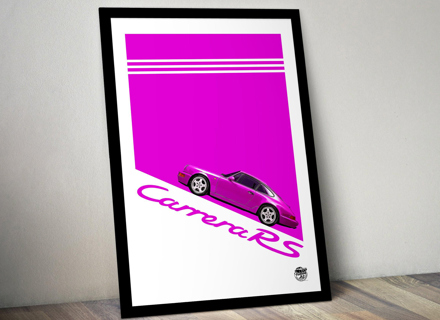 Porsche 911 964 Carrera RS poster in Black frame