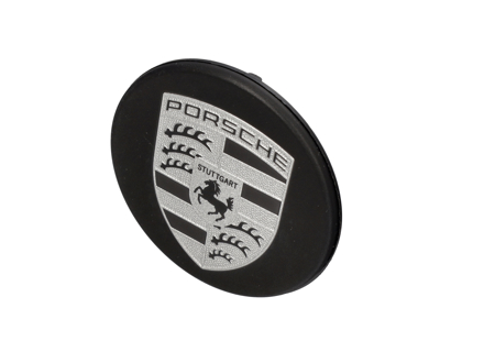 Centre wheel lock cap badge, in Matt black. Porsche 991 R / GT3 - 99136120730, 9P1601349COK1