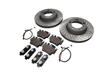 FRONT Brake Pads and Brake Disc Package for Porsche 996 1997-04 Sebro - 99635140501, 99635140601, 99635294903