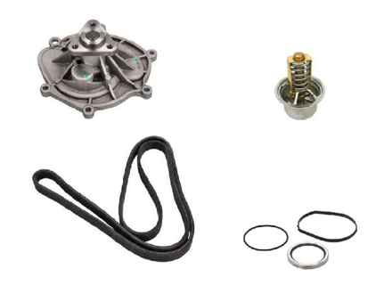 Water pump, belt & thermostat kit. Porsche 987.2 Boxster 987.2 / Cayman / 997.2 C2 / 997.2 C4 (non Turbo) - 0PB121035A, 9A110622503, 9A110221601, 9A110604802, 9A110604801, 9A110604800, 9A110630500, 99970762540, PAF008955A, 9A110655800, 0PB121688A