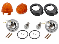 Set richtingaanwijzers voor, met gele lenzen. Porsche 356B / 356C - 64463140106, 64463140206, 64463140101, 64463140201, 64463141106