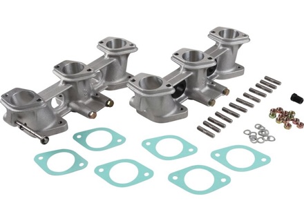 PMO induction 46x41mm inlet manifold set for 46mm carburettors. Porsche 911 3.2 Carrera standard cylinder heads - PM-O914-0