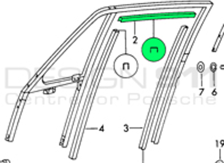 Door Window Guide. Porsche 911 65-68 Coupe / Targa - 90154290120, 90154290121