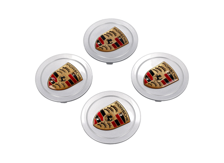 Wheel Caps 'Crested' plastic concaved for Porsche (Set of 4) - 00004460012, 993361303109A1