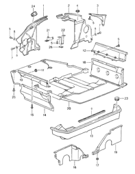 Copertura motore DESTRA. Porsche 964 1989-94 - 96411901204, 96411901203