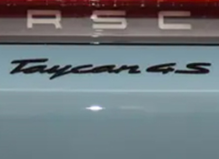 Rear badge TAYCAN 4S, in Black (high-gloss). Porsche Taycan 4S - 9J104480007041, 9J104480007