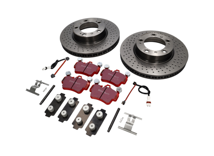 Brake Disc Package with Sport EBC Brake Pads Porsche 997 C2 3.6L - DP32029C, 99635140X01BRE, 99635108802, 95535296000, 99761275601, 99761275901, 99735193903, 99735193905, 99735193907, 99735193908, 1663100877, 1663100887, 99635140500, 99635140501, 99635140502, 99635140600, 99635140601, 99635140602, 09C88011, 9963510880, 1163750210, 99761275600, 99761275900, 1697301970, 1697301980