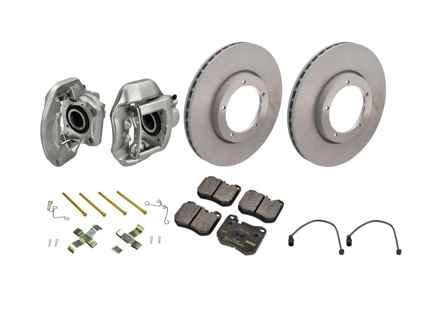 Front brake caliper, disc and brake pad kit. Porsche 944 / 944S 1984-89 - 94435142900, 94435143000, 477405083A, 477405083D, 91135104120, 94435195102, 94435195103, 94435195104, 477698155, 92835194200, 92835195100