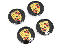 Wheel caps in Black (high-gloss) with coloured Porsche Crest for Porsche Taycan / Panamera - 9J1073002 Wheel caps in Black (high-gloss) with coloured Porsche Crest for Porsche Taycan / Panamera - 9J1073002
