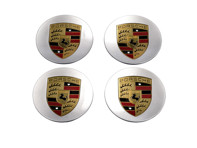 Wheel Center cap set (4 pcs.) Concave with coloured Porsche crest, in Brilliant Chrome - 00004460703, 00004460503, 97004460014 Wheel Center cap set (4 pcs.) Concave with coloured Porsche crest, in Brilliant Chrome - 00004460703, 00004460503, 97004460014