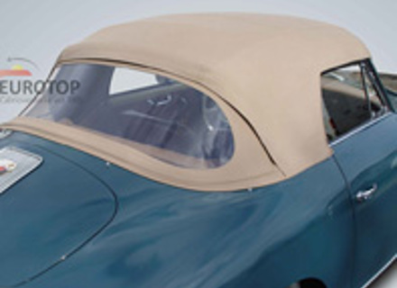 Capote cabriolet avec lunette arrière transparente. Porsche 356 avec en-tête gris - 64456108206101, 64456108206102, 64456108206103, 64456108206107, 64456108206301, 64456108206111, 64456108206112, 64456108206113, 64456108206117, 64456108206311