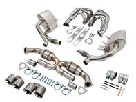 Système d'échappement sport avec collecteurs et catalyseurs (200 cellules), avec sorties d'échappement polies pour Porsche 997 C2 / C4 - 99711110301, 99711110401, 99711303302, 99711303304, 99711303305, 99711303306, 997113033AX, 99711303500, 99711303501, 99711303504, 99711303505, 997035AX, 99711303402, 99711303404, 99711303405, 99711303406, 997113034AX, 99711303600, 99711303601, 99711303603, 99711303604, 99711303605, 997113036AX, 99711121102, 99711121103, 99711123103, 99711121202, 99711121203, 99711123202, 99711123203