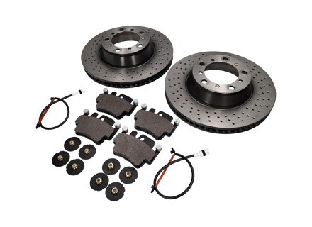 ACHTER remblokken en remschijfpakket. Porsche 996 C4S / 996 Turbo - 99635240X02BRE, 99635240X02, 99635294904BRE, 99635294904, 99635208602, 99635208600, 99661236501