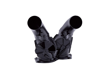 Caja de la aleta de calefacción. Porsche 911/930 1987-89, acero inoxidable, acabado negro. Juego de 2. - 91121101400, 91121101300 - 9220001B, 9220001