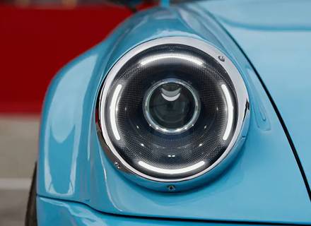 LED headlamp set with carbon fibre reflector bowl LHD. Porsche 911 / 964 - 91163111302, 91163102400, 91163111300