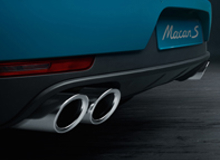 Exhaust tail pipes, in Silver. Porsche Macan II - 95B044205