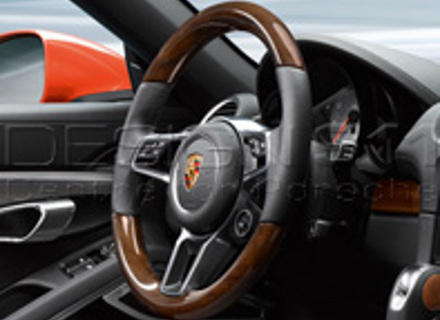 Multi-function Sports steering wheel in Mahogany. Porsche 991.2 / 718 Boxster / 718 Cayman - 99104440034A34, 99104440035A34, 99104440036A34, 99104440037A34