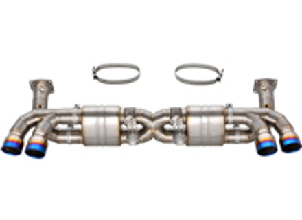 Titanium exhaust VALVETRONIC system with titanium tips for Porsche 991.1 Turbo - DesignTek - 3606009120, 55-PS124-T, 99111173170, 99111173171