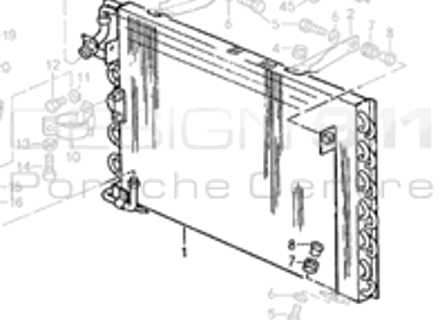 Radiator Air Conditioning (Air Con) . Porsche 928 1987-91 Manual - 92857301106, 8FC351217211, 92857302100