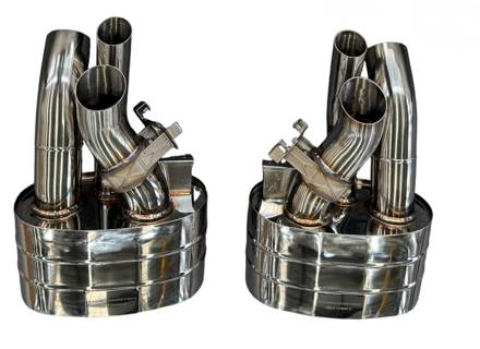 Valved Sports Exhaust Rear Silencers Stainless Steel. Porsche 992.2 Turbo S - 992251077J, 992251078M - 9M992251077