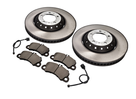 FRONT Brake Pads and Brake Disc Package. Porsche Cayenne S Coupe 9YA Disc size 390mm X 38mm - 9Y0615301AB, 9Y0615302AB, 9Y0698151T, 9Y0907253B