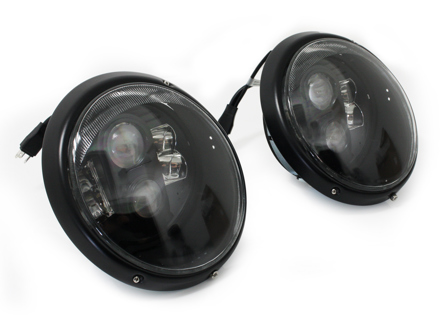 Headlamps black rim with LED internals - Clear Lens Porsche 911/964 - Black edition - 91163111599, 91163111299, 91163111399, 91163111499