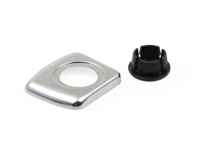 Chrome end cap trim door release button. Porsche 911 1965-68 - 90155549550, 90155549650 - TRP11.6.100, TRP11.6.101