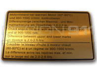 Adesivo Livello olio motore. Porsche 911/930 - 91100650401 Adesivo Livello olio motore. Porsche 911/930 - 91100650401
