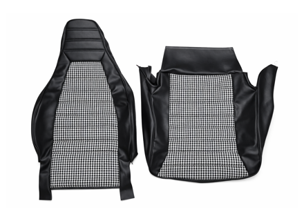 Front Seat Cover, Black Vinyl, Pepita centre. Porsche 911 1974-84