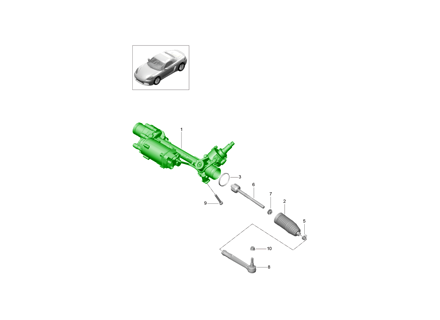 保时捷 718 (982) Boxster / Cayman 和 991-2 Carrera / Targa / Turbo 左驾 (LHD) 转向齿条 - 99134701165, 99134701166, 99134701167, 99134700568
