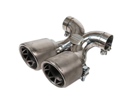Fabspeed Maxflo TRUE X-Pipe With Dual Tips, Titanium. Porsche 981 Boxster / Cayman - FSPOR981DLTP, FSPOR981DLTCF, FSPOR981DLTB, FSPOR981DLTBR - FS.POR.981.DLTTI