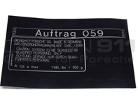 Aufkleber Klimaanlage. Porsche 996 / 997 - 95570114100, 95570114100