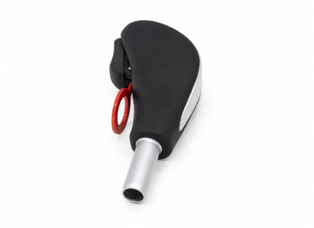 Leather / Satin aluminium gearshift knob. Porsche 955 / 957 Cayenne Tiptronic S 2003–10 - 95542606900PCS, 95542606900PCT, 95542606900PCU, 95542606900PCV, 95542606900RLT