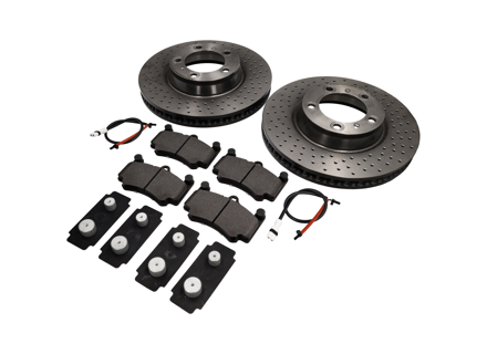 Brake Disc Package with Sport BREMBO Brake Pads Porsche 996 1997-04 - 9963514XX04BRE, 99635141004, 99635140904BRE, 99635140904, 07B31416, 99661236501, 99635108901, 23139, 23330, 99635194912, 99661236500, 99635140903, 99635141003, 09C87711, 9P1615301A, 9P1615302A