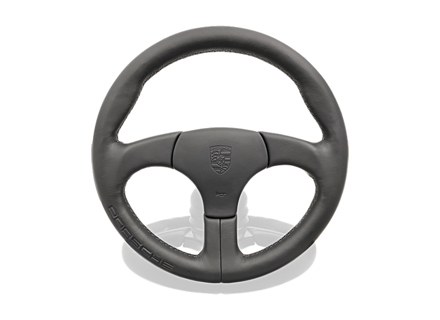 Sportlenkrad ohne Airbag Schwarz mit schwarzer Naht. Porsche 964 - 000043162108YR
